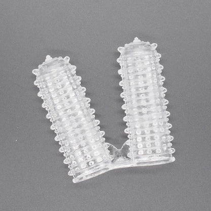 Double Finger Stall Buckle Set Particle Barbed Crystal Exotic Condom Couple Toys