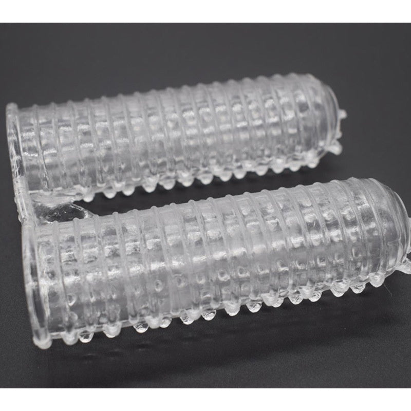 Double Finger Stall Buckle Set Particle Barbed Crystal Exotic Condom Couple Toys
