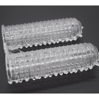 Double Finger Stall Buckle Set Particle Barbed Crystal Exotic Condom Couple Toys