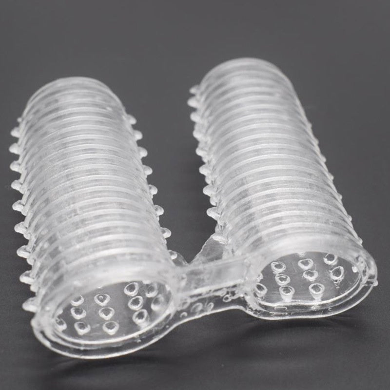 Double Finger Stall Buckle Set Particle Barbed Crystal Exotic Condom Couple Toys