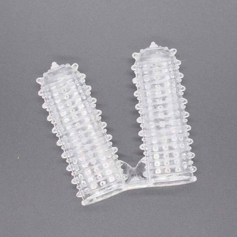 Double Finger Stall Buckle Set Particle Barbed Crystal Exotic Condom Couple Toys